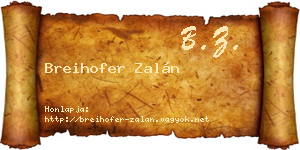 Breihofer Zalán névjegykártya